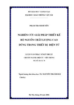 Nghiên cứu giải pháp thiết kế bộ nguồn cao dùng trong thiết bị điện tử