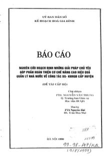Nghiên cứu hoạch định những giải pháp chủ yếu góp phần hoàn thiện cơ chế nâng cao hiệu quả quản lý nhà nước về công tác DS-KHHGĐ cấp huyện