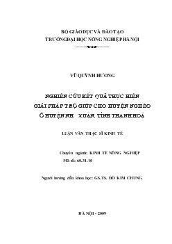 Nghiên cứu kết quả thực hiện giải pháp trợ giúp cho huyện nghèo ở huyện Như Xuân, tỉnh Thanh Hoá