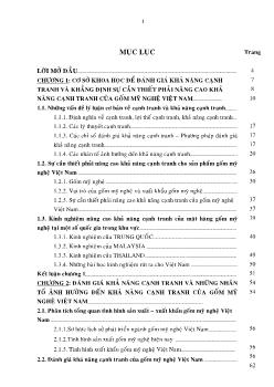 Nghiên cứu khả năng cạnh tranh của gốm mỹ nghệ Việt Nam nhằm đẩy mạnh xuất khẩu