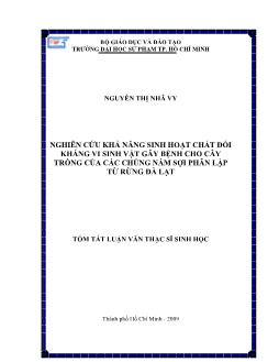 Nghiên cứu khả năng sinh hoạt chất đối kháng vi sinh vật gây bệnh cho cây trồng của các chủng nấm sợi phân lập từ rừng Đà Lạt