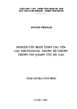 Nghiên cứu miền công tác của các photodiode trong hệ thống thông tin quang tốc độ cao