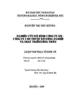 Nghiên cứu mô hình công ty mẹ - Công ty con thuộc Bộ Nông nghiệp và Phát triển nông thôn
