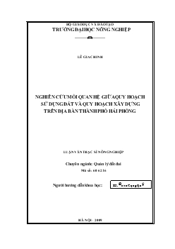 Nghiên cứu mối quan hệ giữa quy hoạch sử dụng đất và quy hoạch xây dựng trên địa bàn thành phố Hải Phòng