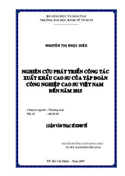 Nghiên cứu phát triển công tác xuất khẩu cao su của Tập đoàn Công nghiệp Cao su Việt Nam
