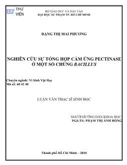 Nghiên cứu sự tổng hợp cảm ứng Pectinase ở một số chủng Bacillus