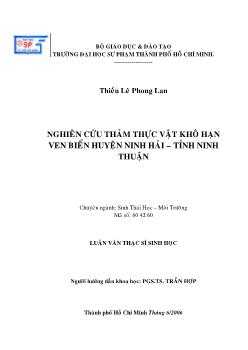 Nghiên cứu thảm thực vật khô hạn ven biển huyện Ninh Hải - Tỉnh Ninh Thuận