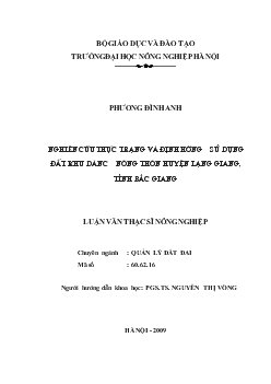 Nghiên cứu thực trạng và định hướng sử dụng đất khu dân cư nông thôn huyện Lạng Giang, tỉnh Bắc Giang