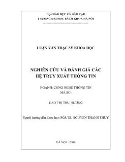 Nghiên cứu và đánh giá các hệ truy xuất thông tin