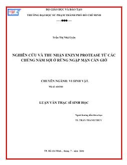 Nghiên cứu và thu nhận enzym protease từ các chủng nấm sợi ở rừng ngập mặn Cần Giờ