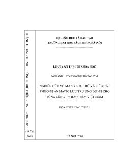 Nghiên cứu về mạng lưu trữ và đề xuất phương án lưu trữ ứng dụng cho công ty bảo hiểm Việt Nam