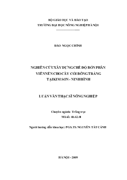 Nghiên cứu xây dựng chế độ bón phân viên nén cho cói bông trắng tại Kim Sơn - Ninh Bình