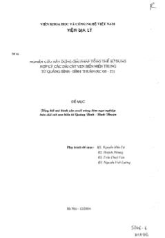 Nghiên cứu xây dựng giải pháp tổng thể sử dụng hợp lý các dải cát ven biển miền Trung từ Quảng Bình - Bình Thuận: Tổng kết mô hình sản xuất nông lâm ngư nghiệp trên dải cát ven biển từ Quảng Bình - Bình Thuận