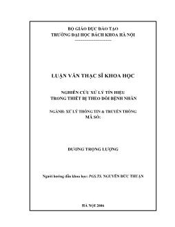 Nghiên cứu xử lý tín hiệu trong thiết bị theo dõi bệnh nhân