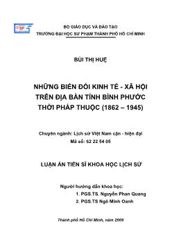 Những biến đổi kinh tế - Xã hội trên địa bàn tỉnh Bình Phước thời Pháp thuộc (1862 - 1945)