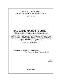 Những giải pháp giảm thiểu rủi ro kinh doanh cho các doanh nghiệp Hà Nội trong quá trình hội nhập kinh tế quốc tế