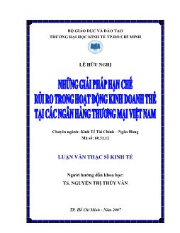 Những giải pháp hạn chế rủi ro trong hoạt động kinh doanh thẻ tại các Ngân hàng Thương mại Việt Nam