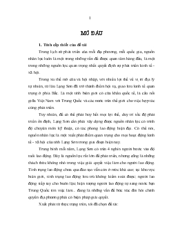 Những giải pháp nhằm tăng cường quản lý và sử dụng có hiệu quả nguồn nhân lực ở vùng biên giới tỉnh Lạng Sơn trong điều kiện giao thương kinh tế.