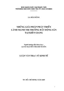 Những giải pháp phát triển lành mạnh thị trường bất động sản tại Kiên Giang