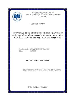 Những tác động đến doanh nghiệp vừa và nhỏ trên địa bàn TP.HCM trong 5 năm đầu tiên trong quá trình hội nhập WTO