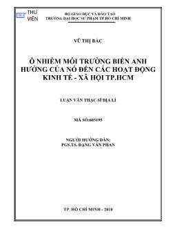 Ô nhiễm môi trường biển ảnh hưởng của nó đến các hoạt động kinh tế - Xã hội TP.HCM