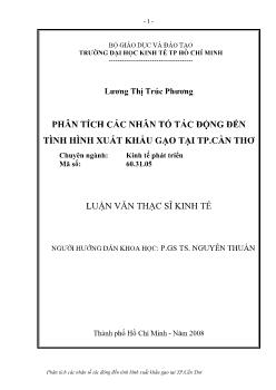 Phân tích các nhân tố tác động đến tình hình xuất khẩu gạo tại TP.Cần Thơ