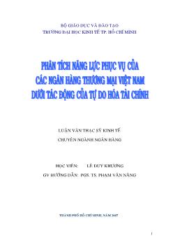 Phân tích năng lực phục vụ của Ngân hàng Thương mại Việt Nam dưới tác động của tự do hóa tài chính