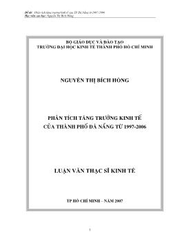 Phân tích tăng trưởng kinh tế của thành phố Đà Nẵng từ 1997 – 2006
