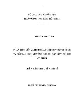 Phân tích vốn và hiệu quả sử dụng vốn tại Công ty Cổ phần Dịch vụ Tổng hợp Sài Gòn (SAVICO) sau cổ phần