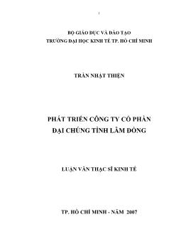 Phát triển Công ty Cổ phần đại chúng tỉnh Lâm Đồng