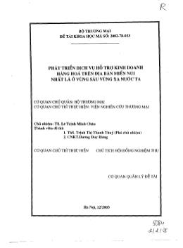 Phát triển dịch vụ hỗ trợ kinh doanh hàng hóa trên địa bàn miền núi nhất là ở vùng sâu vùng xa nước ta