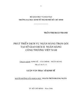 Phát triển dịch vụ Ngân hàng trọn gói tại Sở giao dịch II Ngân hàng Công thương Việt Nam