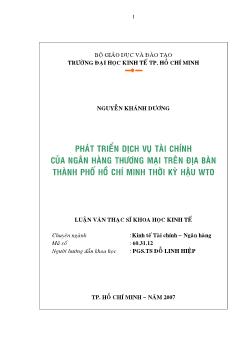 Phát triển dịch vụ tài chính của ngân hàng trên địa bàn Thành phố Hồ Chí Minh thời kì hậu WTO