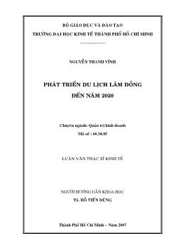 Phát triển du lịch Lâm Đồng đến năm 2020