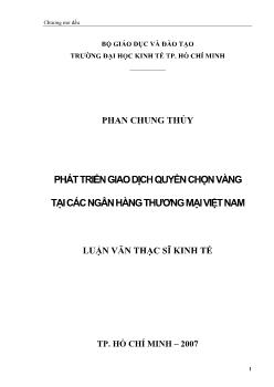 Phát triển giao dịch quyền chọn vàng tại các ngân hàng thương mại Việt Nam