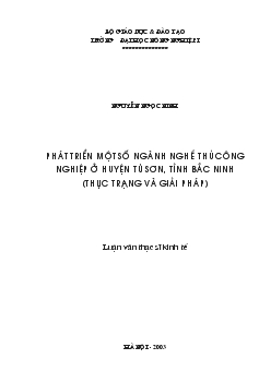 Phát triển một số ngành nghề thủ công nghiệp ở huyện Từ Sơn, tỉnh Bắc Ninh (Thực trạng và giải pháp)