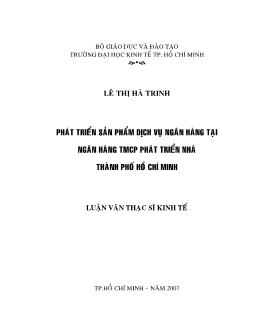 Phát triển sản phẩm dịch vụ Ngân hàng tại Ngân hàng thương mại cổ phần Phát triển nhà TP.HCM