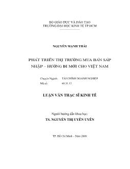 Phát triển thị trường mua bán sáp nhập - Hướng đi mới cho Việt Nam