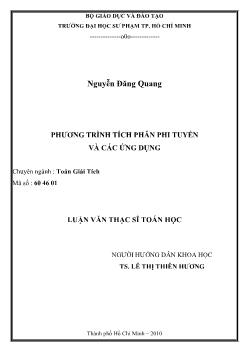 Phương trình tích phân tuyến tính và các ứng dụng
