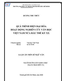 Quá trình hiện đại hóa hoạt động nghiên cứu văn học Việt Nam nửa đầu thế kỷ XX
