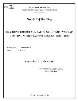 Quá trình thu hút vốn đầu tư nước ngoài vào các khu công nghiệp tại Tỉnh Đồng Nai (1986 - 2005)