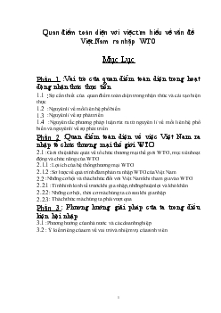 Quan điểm toàn diện với việc tìm hiểu về vấn đề Việt Nam ra nhập WTO
