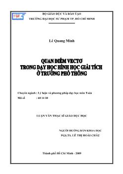 Quan điểm Vectơ trong dạy học hình học giải tích ở trường Phổ thông