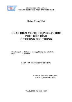 Quan điểm Vectơ trong dạy học phép biến hình ở trường Phổ thông