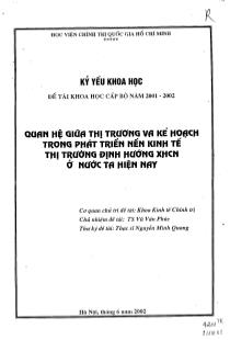Quan hệ giữa thị trường và kế hoạch trong phát triển nền kinh tế thị trường định hướng XHCN ở nước ta hiện nay