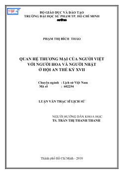 Quan hệ thương mại của người Việt với người hoa và người Nhật ở Hội an thế kỷ XVII