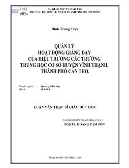 Quản lý hoạt động giảng dạy của hiệu trưởng các trường trung học cơ sở huyện Vĩnh Thạnh, Thành phố Cần Thơ