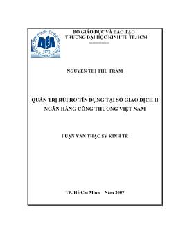 Quản trị rủi ro tín dụng tại sở giao dịch II ngân hàng công thương Việt Nam