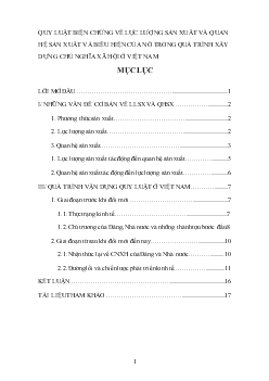 Quy luật biện chứng về Lực lượng sản xuất và Quan hệ sản xuất & biểu hiện của nó trong quá trình xây dựng Chủ nghĩa xã hội ở Việt Nam