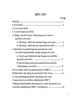 Quy luật về sự phù hợp của Quan hệ sản xuất với trình độ phát triển của Lực lượng sản xuất & sự vận động của qui luật ở Việt Nam